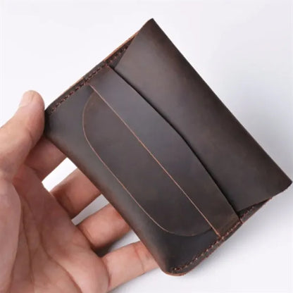 Crazy Horse Leather Minimalist Ultra-Slim Casual Card Holder