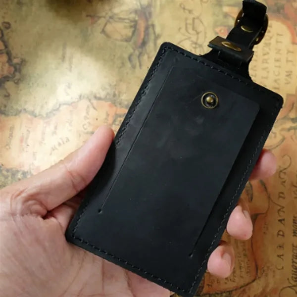 Crazy Horse Leather Snap Closure Durable Vintage Luggage Tag