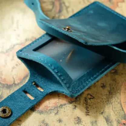 Crazy Horse Leather Snap Closure Durable Vintage Luggage Tag