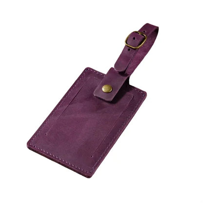 Crazy Horse Leather Snap Closure Durable Vintage Luggage Tag
