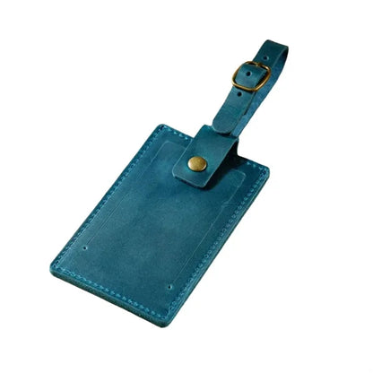 Crazy Horse Leather Snap Closure Durable Vintage Luggage Tag