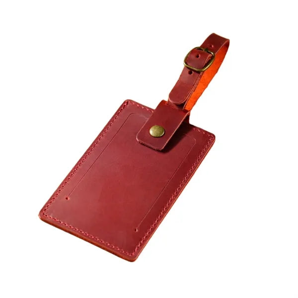 Crazy Horse Leather Snap Closure Durable Vintage Luggage Tag