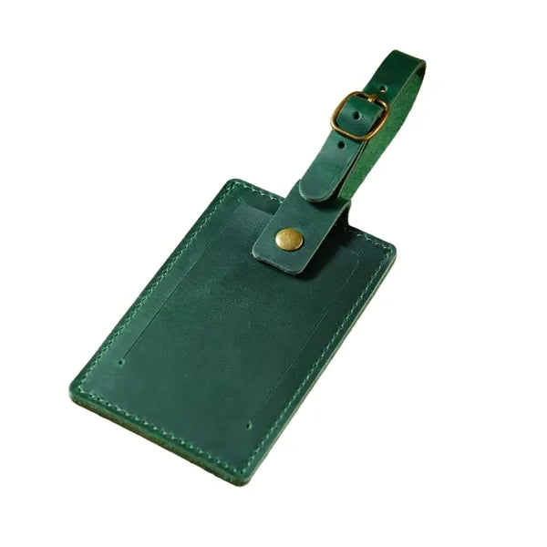 Crazy Horse Leather Snap Closure Durable Vintage Luggage Tag