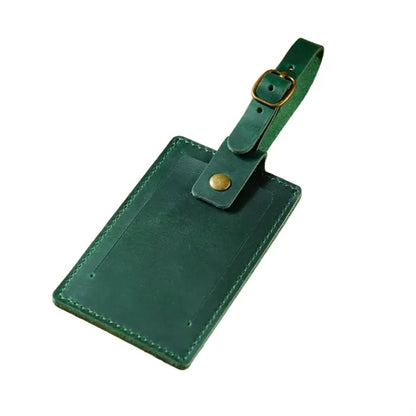 Crazy Horse Leather Snap Closure Durable Vintage Luggage Tag
