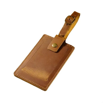 Crazy Horse Leather Snap Closure Durable Vintage Luggage Tag