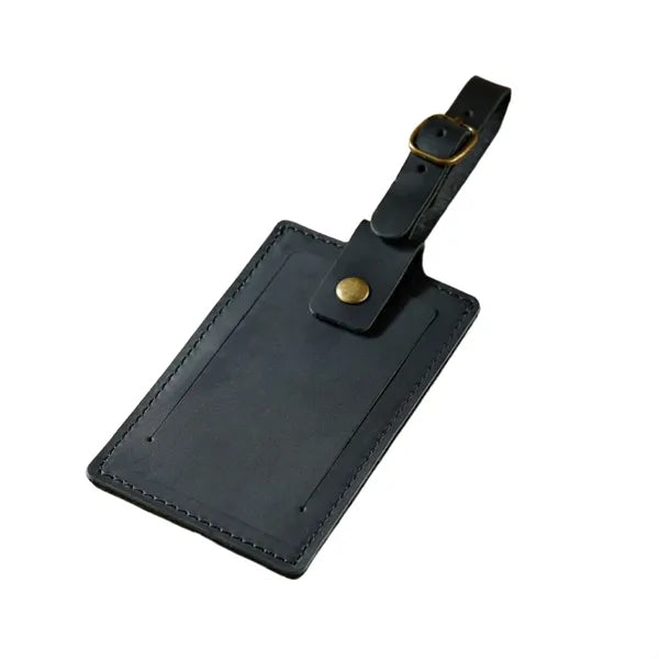 Crazy Horse Leather Snap Closure Durable Vintage Luggage Tag