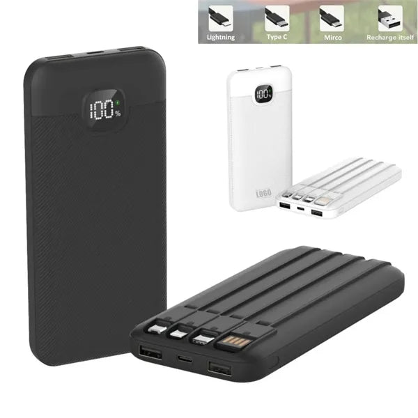 22.5W Fast Charging 10000mAh Portable Charger with Cables