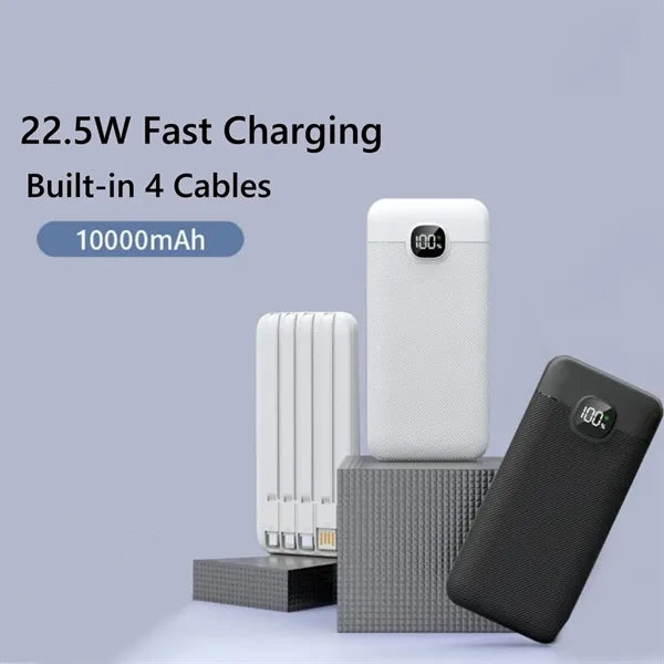 22.5W Fast Charging 10000mAh Portable Charger with Cables