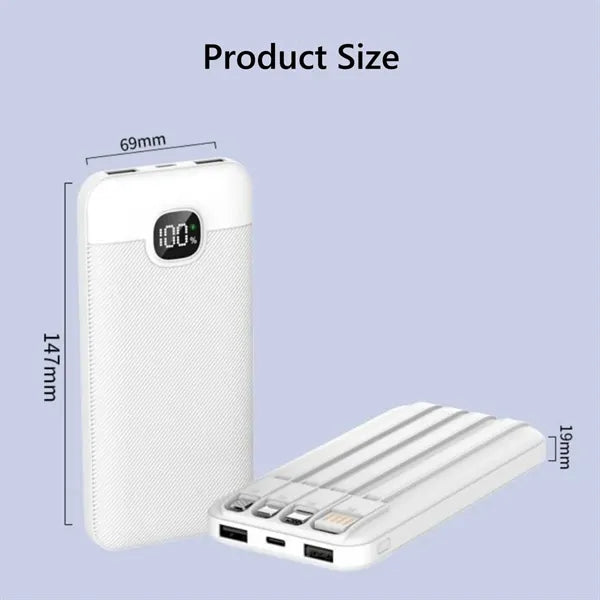 22.5W Fast Charging 10000mAh Portable Charger with Cables