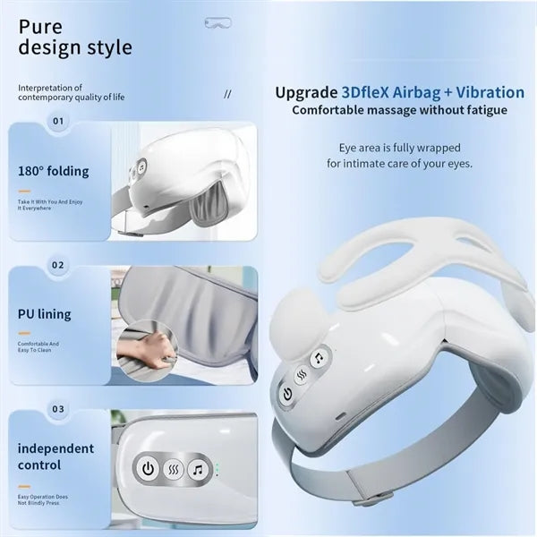 Smart Eye Massager with Heat, Vibration & Bluetooth Music