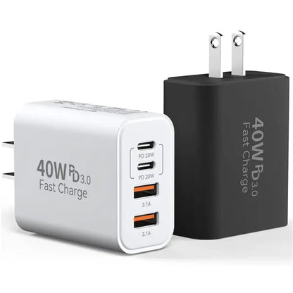 40W 4-Port USB C Fast Charger Block