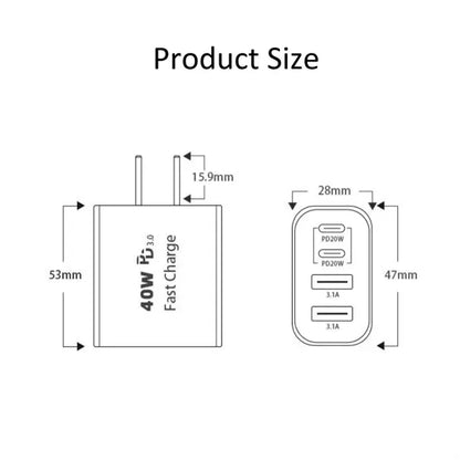 40W 4-Port USB C Fast Charger Block