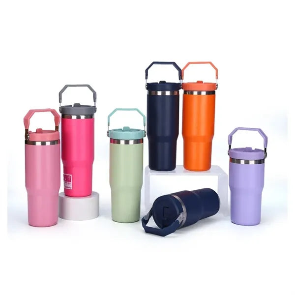 30oz Tumbler with Handle and Straw Lid