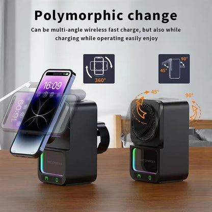 5 in 1 Wireless Charger with Bluetooth Speaker and Phone Sta