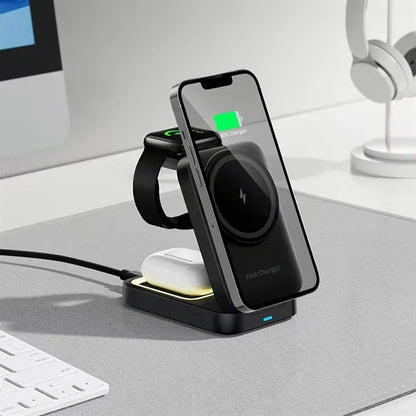 3 in 1 Foldable Wireless Charging Station with Custom Logo