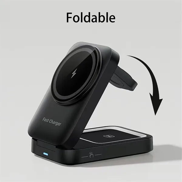 3 in 1 Foldable Wireless Charging Station with Custom Logo