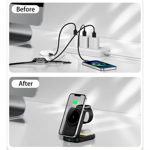 3 in 1 Foldable Wireless Charging Station with Custom Logo