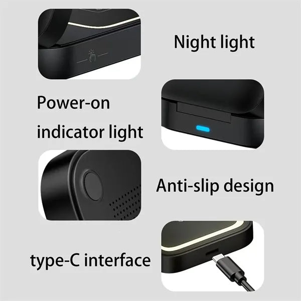 3 in 1 Foldable Wireless Charging Station with Custom Logo