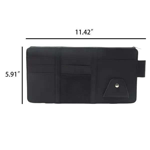 Car Visor Organizer with Card Slots and Sunglass Clip
