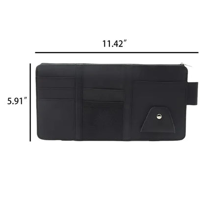 Car Visor Organizer with Card Slots and Sunglass Clip