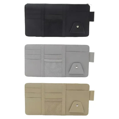 Car Visor Organizer with Card Slots and Sunglass Clip