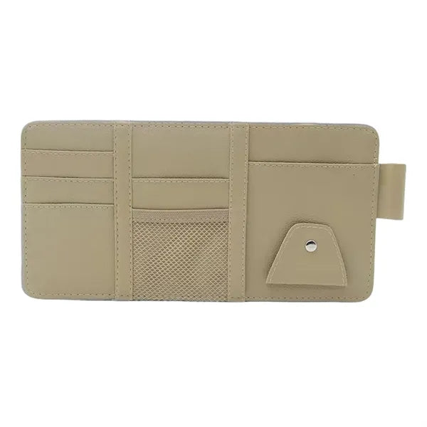 Car Visor Organizer with Card Slots and Sunglass Clip