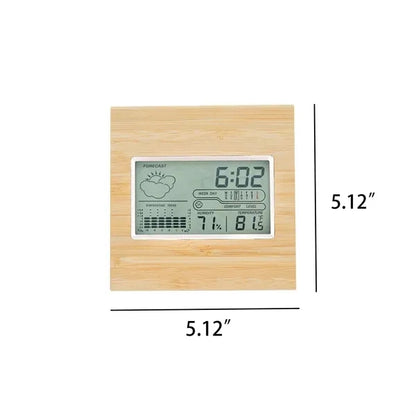 Wooden Frame Digital Weather Clock Temperature Humidity