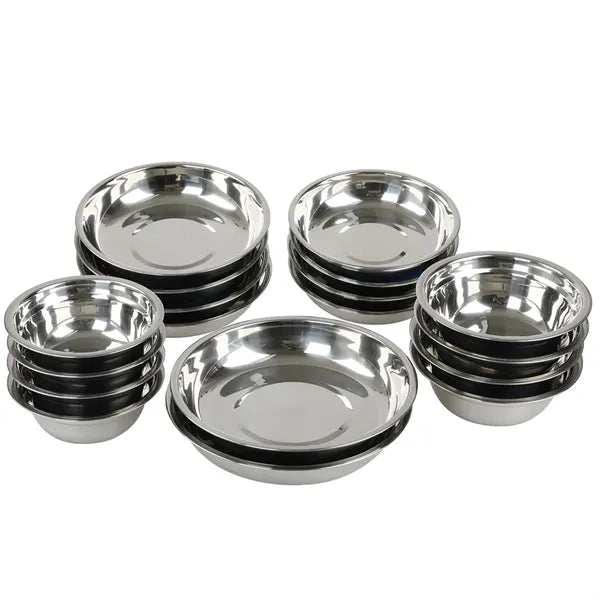 18Pcs Camping Tableware Plates Bowls Set Organizer