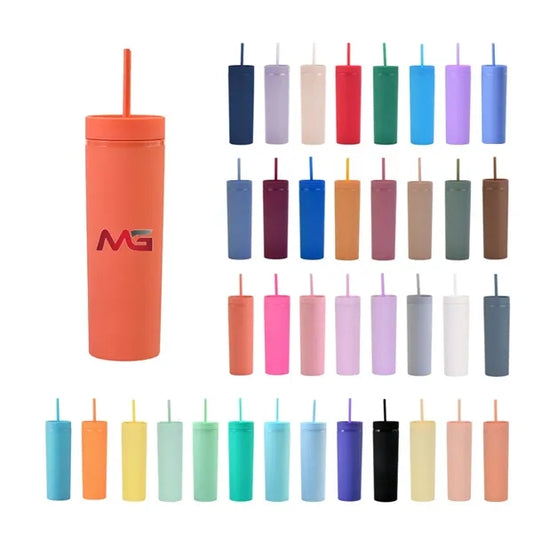 16Oz Double Wall Tumblers With Lids And Straws