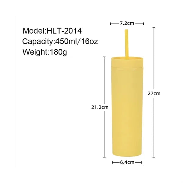 16Oz Double Wall Tumblers With Lids And Straws