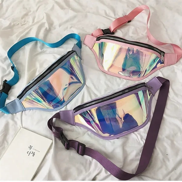 Fashionable Holographic Clear Neon Fanny Pack Waist Bag