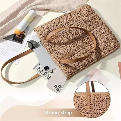 One-shoulder Straw Bag