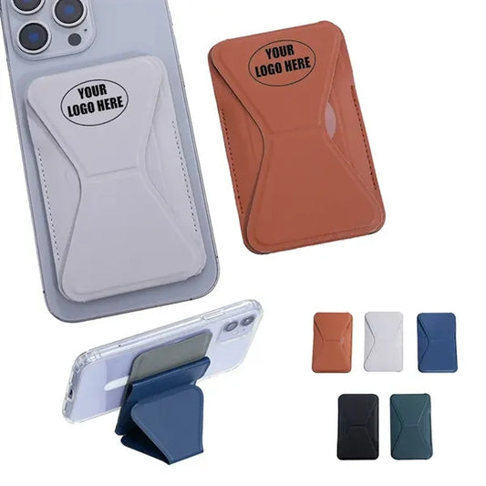 PU Foldable Magnetic Card Holder Phone Stand