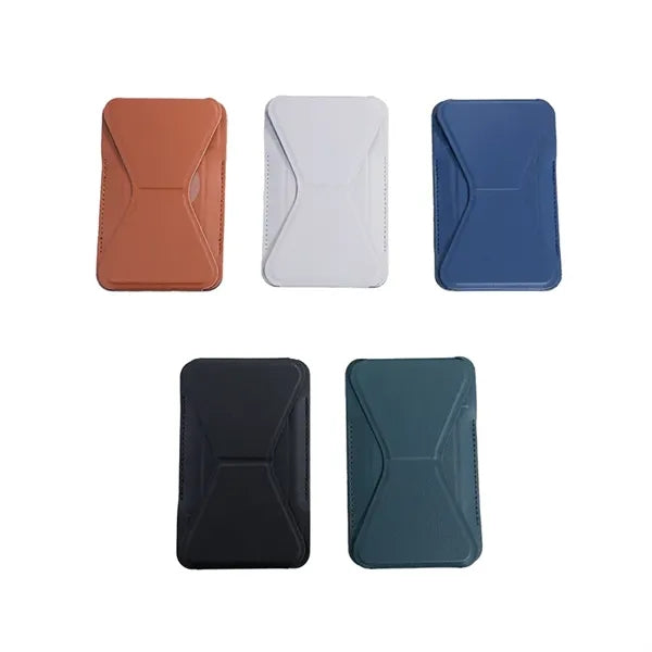 PU Foldable Magnetic Card Holder Phone Stand