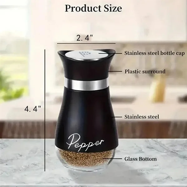 Stainless Steel Salt & Pepper Shakers Set with Glass Bottle