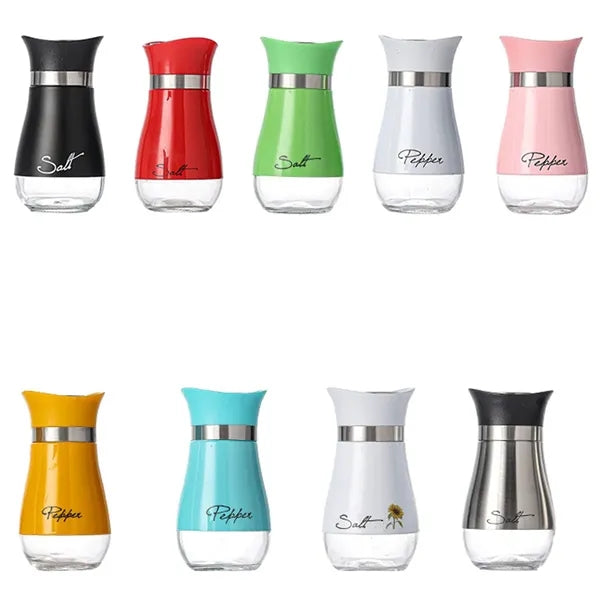 Stainless Steel Salt & Pepper Shakers Set with Glass Bottle