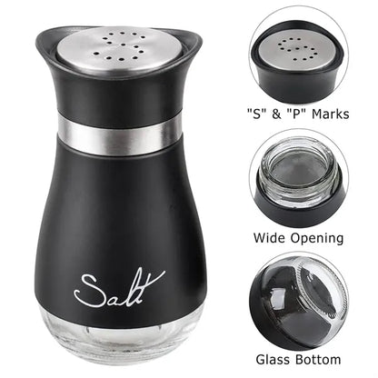 Stainless Steel Salt & Pepper Shakers Set with Glass Bottle