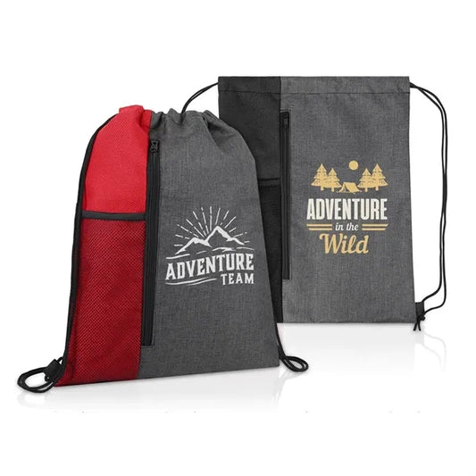 Vertical Drawstring Mesh Pocket Backpack