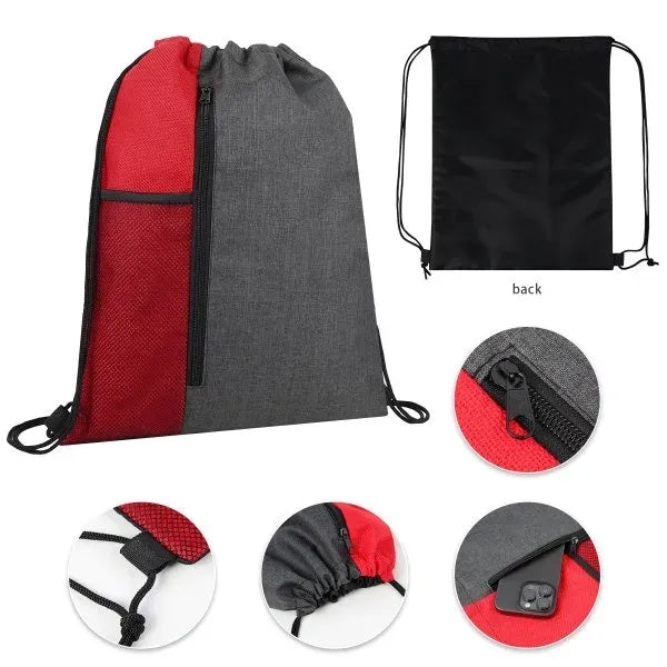 Vertical Drawstring Mesh Pocket Backpack