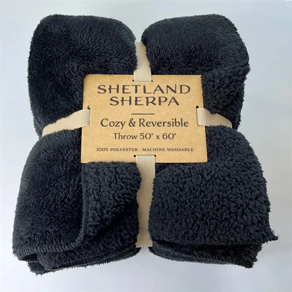 Embroided Shetland Sherpa Blanket