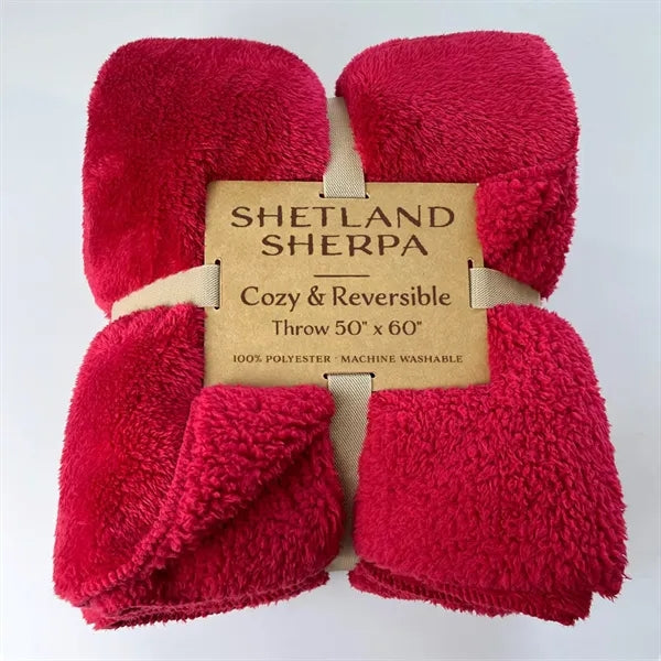 Embroided Shetland Sherpa Blanket