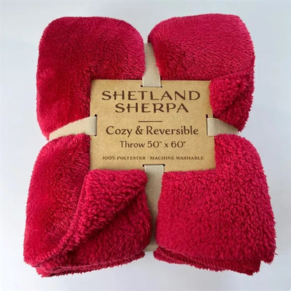 Embroided Shetland Sherpa Blanket