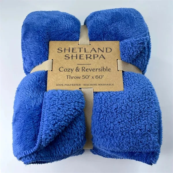 Embroided Shetland Sherpa Blanket