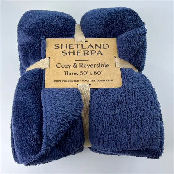 Embroided Shetland Sherpa Blanket