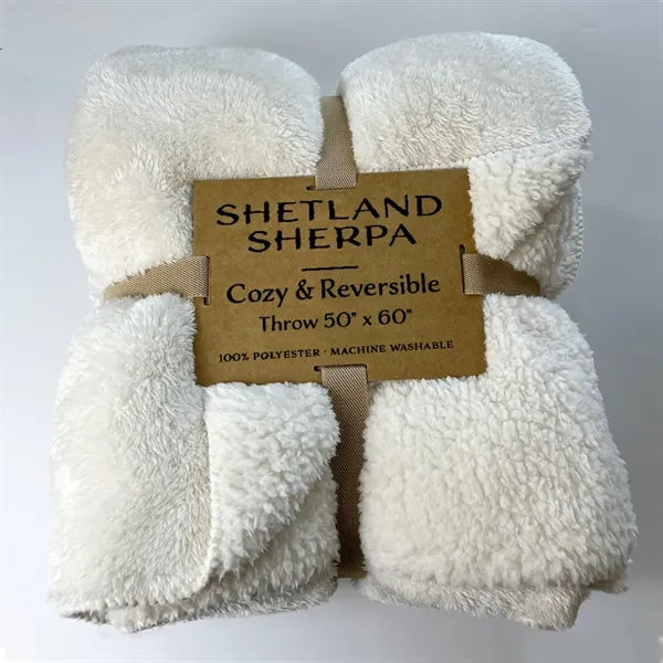 Embroided Shetland Sherpa Blanket