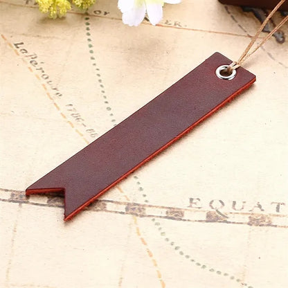 Long Tassel Crazy Horse Leather Vintage Reading Bookmarks
