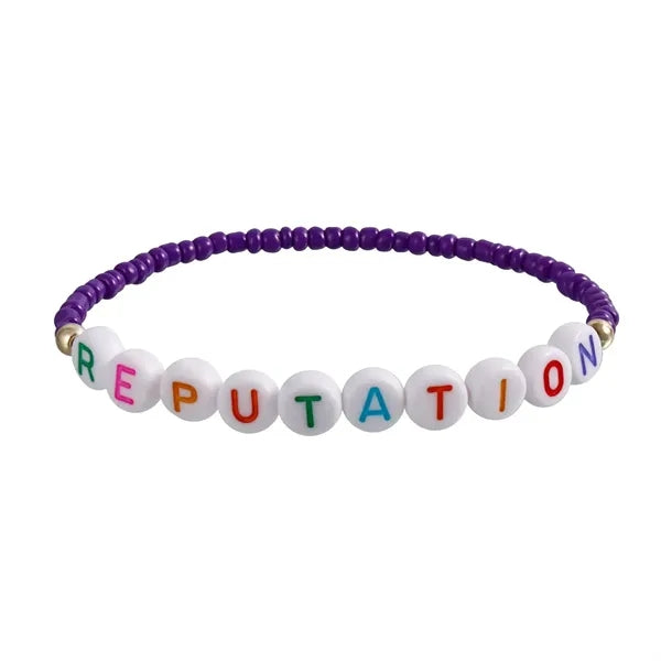 color mixing handmade beaded letter elastic bracelet