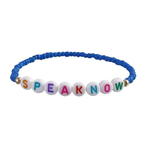 color mixing handmade beaded letter elastic bracelet