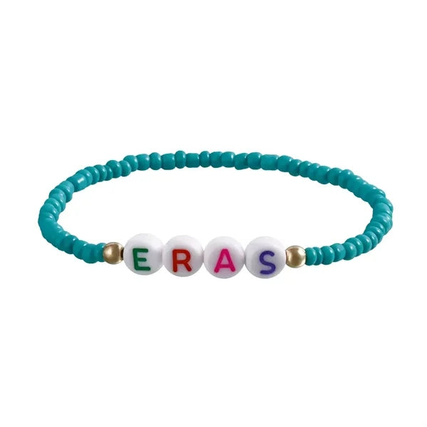 color mixing handmade beaded letter elastic bracelet