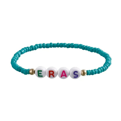 color mixing handmade beaded letter elastic bracelet